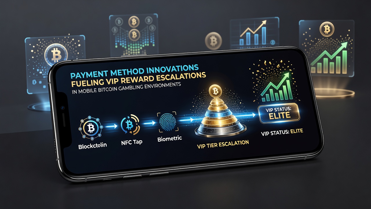 Illustration von mobilen Bitcoin-Transaktionen und gestaffelten VIP-Vorteilen